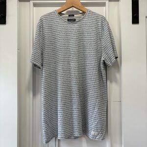 Lot of 2 Abercrombie & Fitch Blue Striped & White Tee Shirts Size XXL